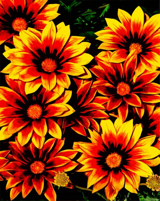 Orange Gazania Flowers Painting By Numberss.png