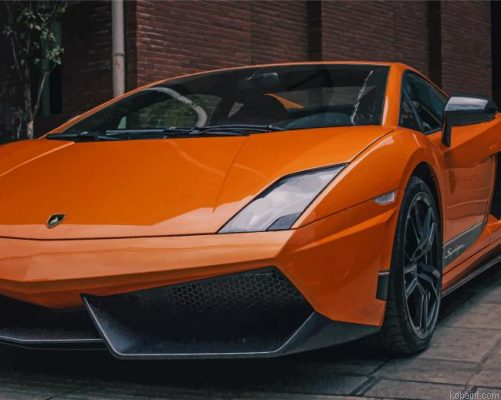 Orange Lamborghini Car Painting By Numberss.png