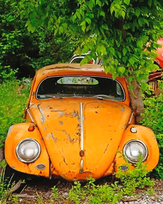 Orange Old Car New Painting By Numberss.png