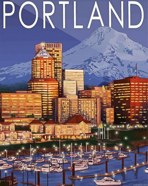 Oregon Portand Skyline Poster Painting By Numberss.png