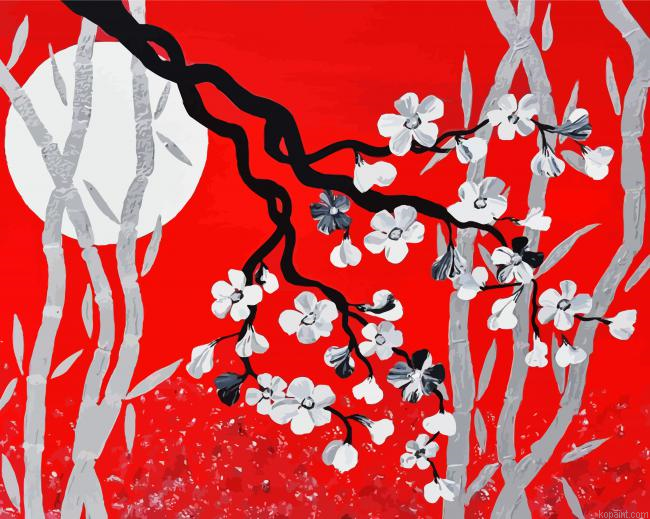 Oriental Art Cherry Blossom Painting By Numberss.png