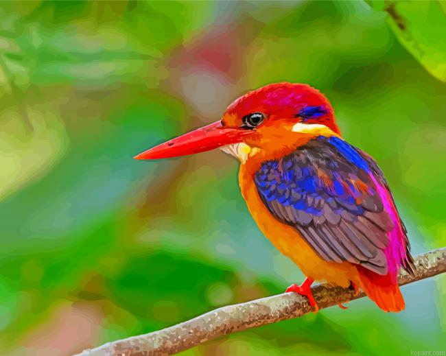 Oriental Dwarf kingfisher On Stick Paint By Numbers