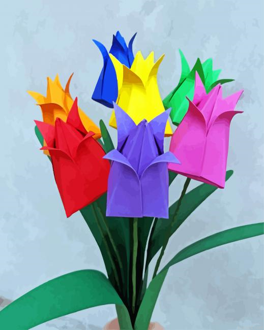 Origami Tulips Bouquet Painting By Numberss.png