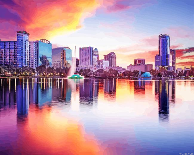 Orlando Florida At Sunset Painting By Numberss.png