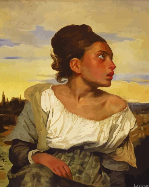 Orphan Girl At The Cemetery By Delacroix Eugene Painting By Numberss.png
