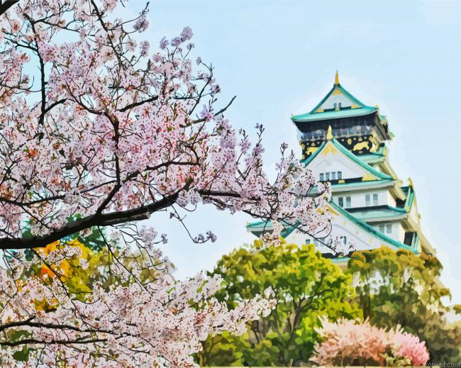Osaka Castle Cherry Blossom Painting By Numberss.png