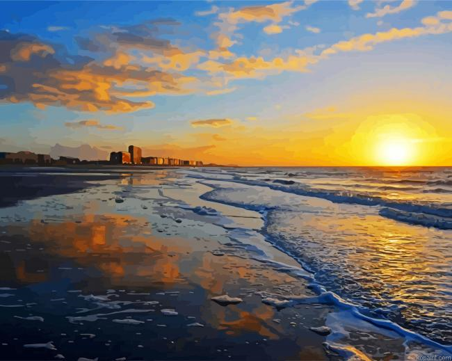 Ostend Beach At Sunset Paint By Numbers