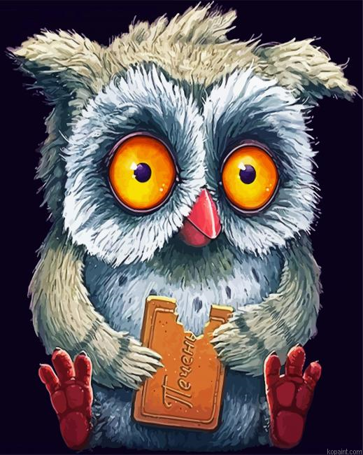 Owl Eating Cookie Painting By Numberss.png