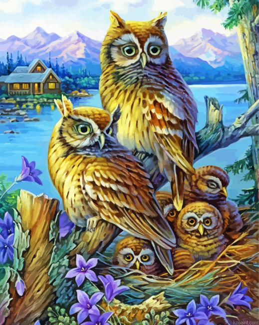 Owl Family Paint By Numbers