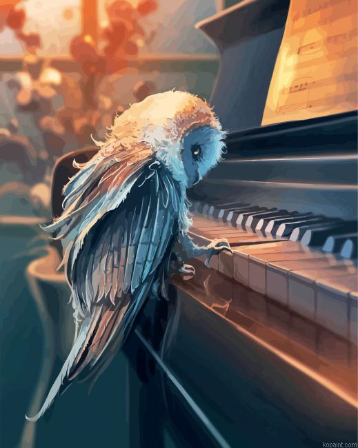 Owl Playing Piano Painting By Numberss.png