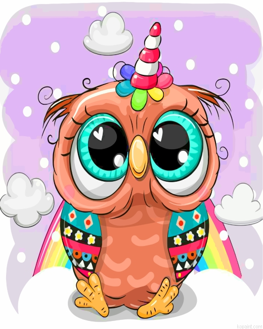 Owl With A Unicorn Horn Painting By Numberss.png