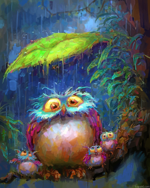 Owls Art Painting By Numberss.png