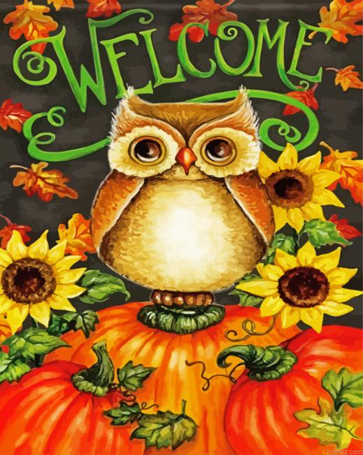 Owls With Pumkins Paint By Numbers.png