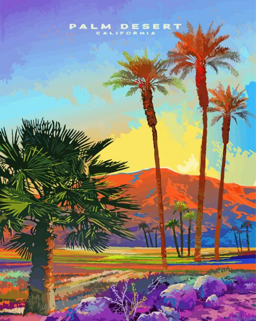 Palm Desert California Poster Art Paint By Numbers