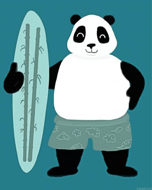Panda Holding A Serfboard Painting By Numberss.png
