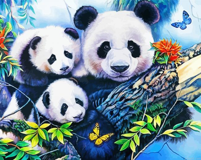 Pandas On Tree Painting By Numberss.png