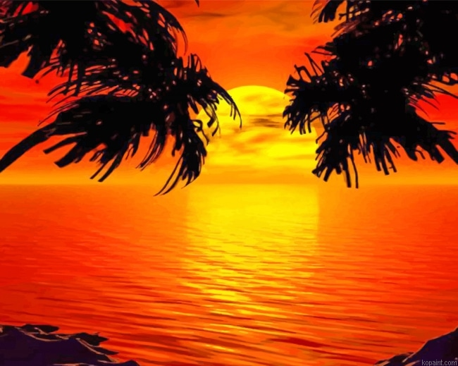 Paradise Sunset Tropical Island New Painting By Numberss.png