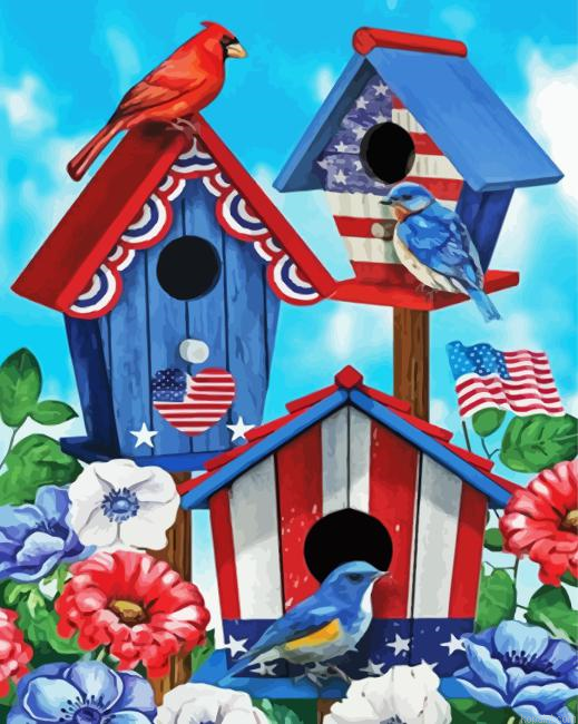 Patriotic Birdhouses Painting By Numberss.png