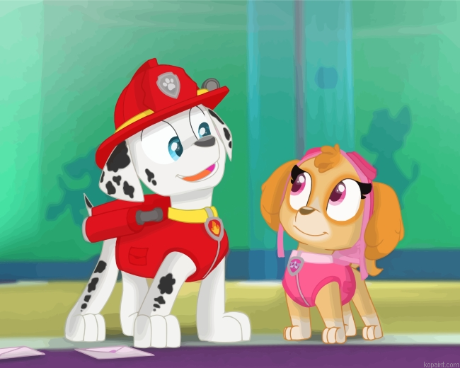 Paw Patrol Skye And Marshall Painting By Numberss.png