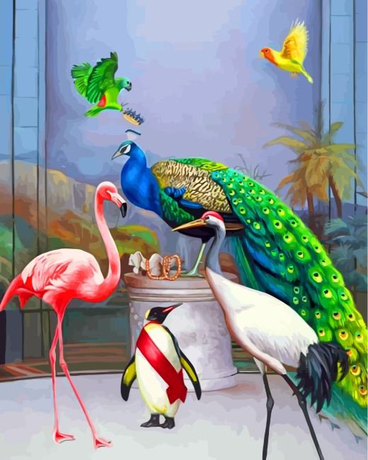 Peafowl And Birds Painting By Numberss.png