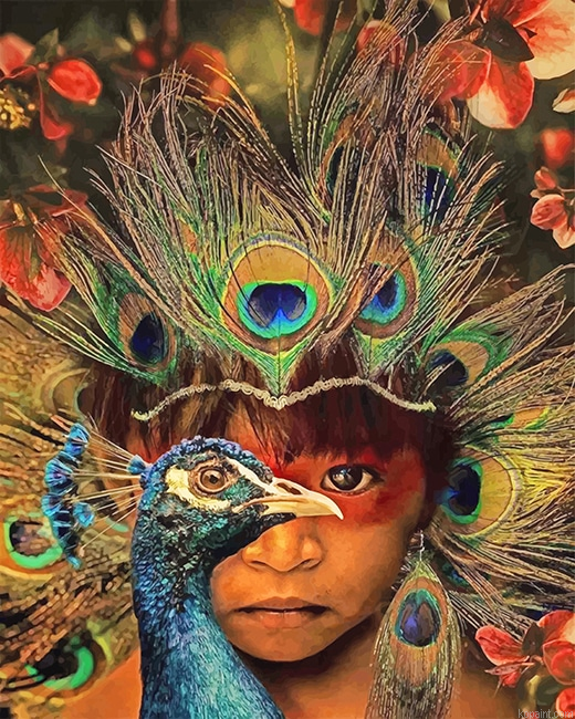 Peafowl Asian Little Boy New Painting By Numberss.png