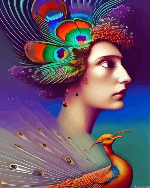 Peafowl Woman Art Painting By Numberss.png