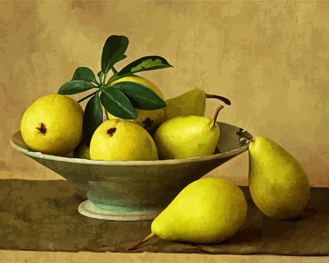 Pears In A Bowl Painting By Numberss.png