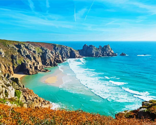 Pedn Vounder Beach United Kingdom Paint By Numbers
