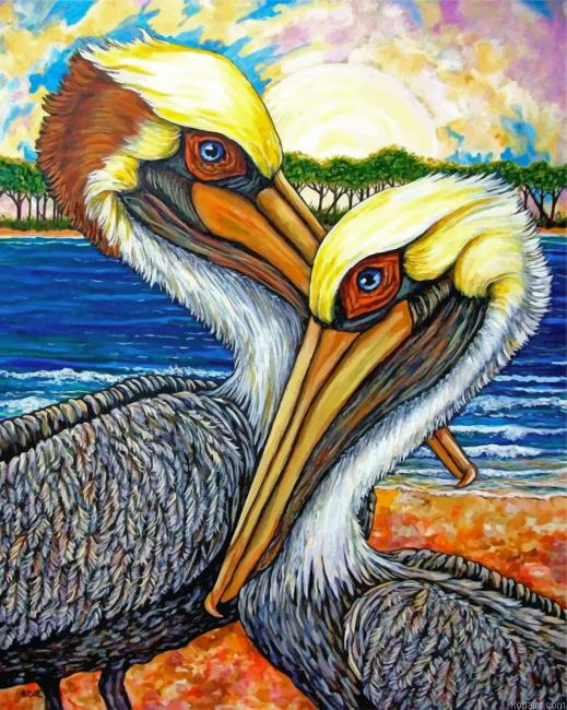 Pelican Birds Art Painting By Numberss.png
