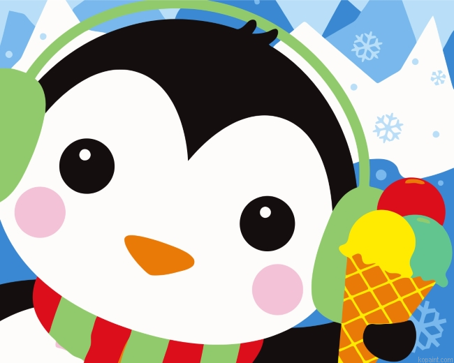 Penguin Eating Ice Cream Painting By Numberss.png