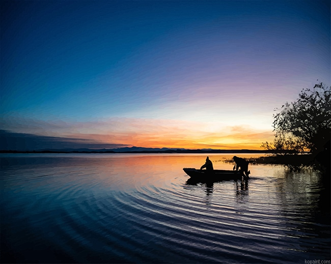 People In The Boat Silhouette New Painting By Numberss.png