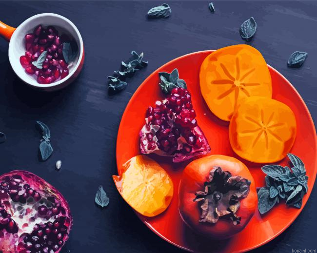 Persimmon And Pomegranate Painting By Numberss.png