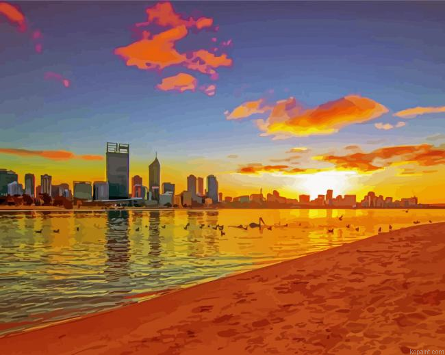 Perth City At Sunset Painting By Numberss.png