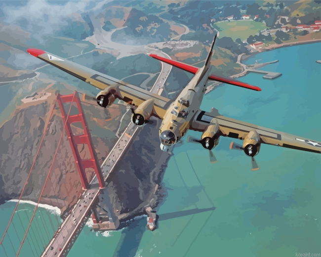 Petlyakov Pe 8 Over Golden Gate Painting By Numberss.png