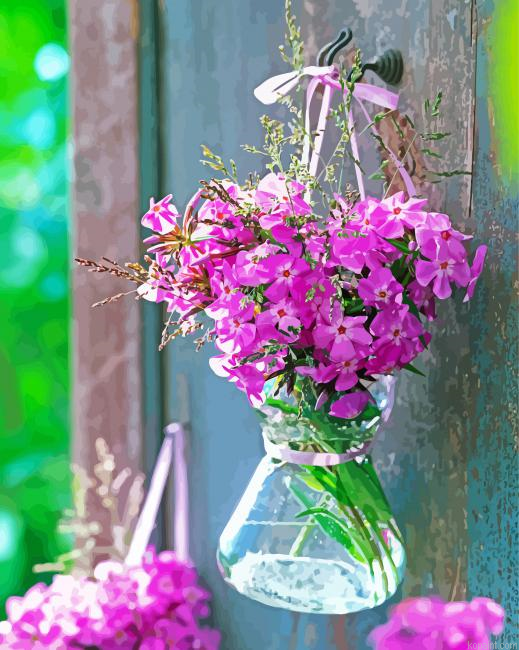Phlox In Glass Vase Painting By Numberss.png