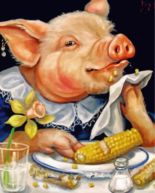 Pig Eating Corn Painting By Numberss.png