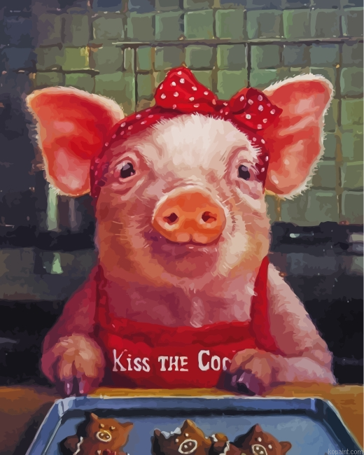 Pig Making Cookies Painting By Numberss.png