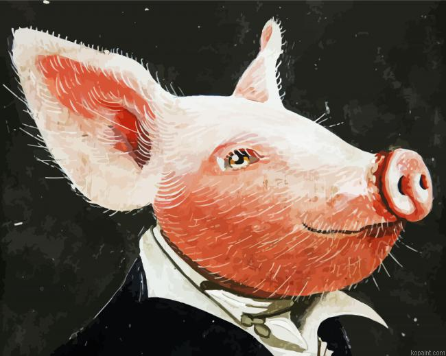 Pig Wearing Suit Art Painting By Numberss.png