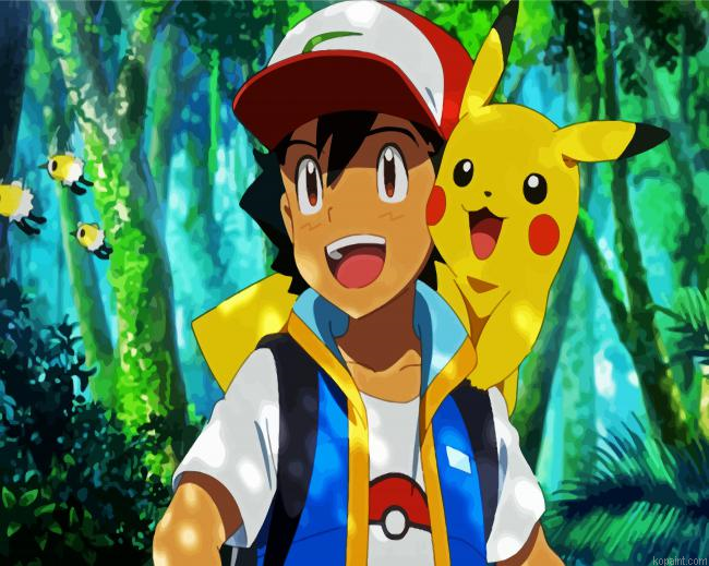 Pikachu And Ash Animation Paint By numbers
