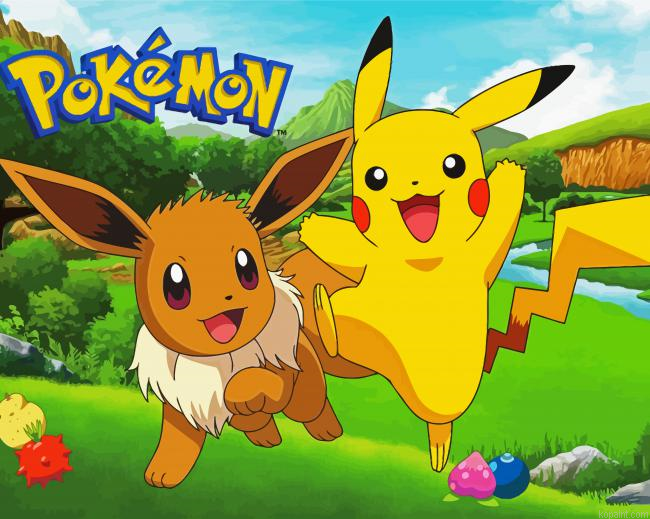 Pikachu And Eevee Painting By Numberss.png
