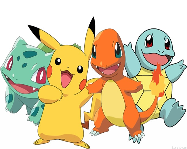 Pikachu Bulbasaur Squirtle Charmander New Painting By Numberss.png