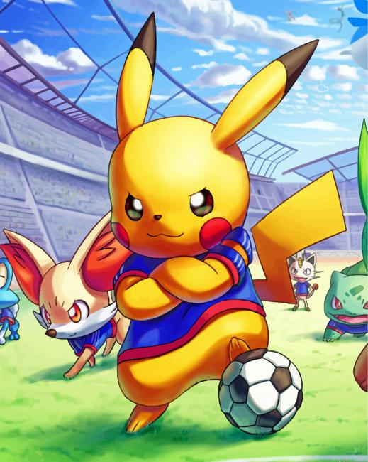Pikachu Playing Football Painting By Numberss.png