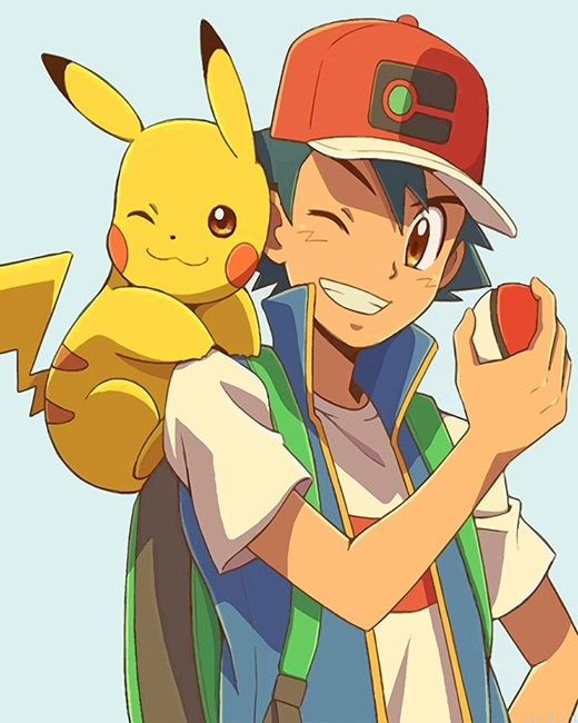 Pikachu And Ash Friendship New Painting By Numberss.png