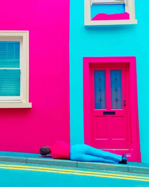 Pink And Blue House New Painting By Numberss.png