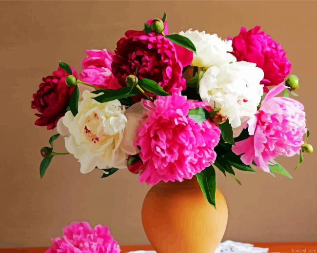 Pink And White Peony In Vase Painting By Numberss.png