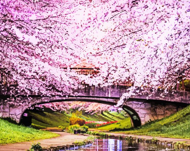 Pink Cherry Blossom Trees Painting By Numberss.png