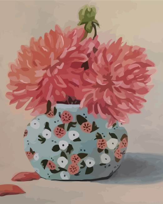 Pink Chrysanthemum In Vase Painting By Numberss.png