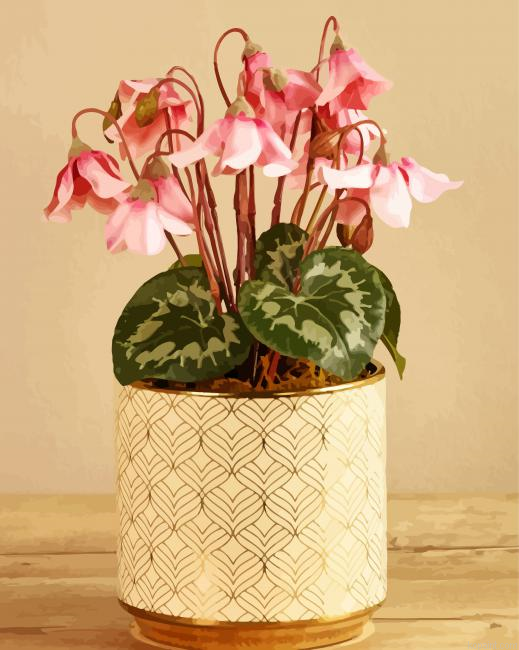 Pink Cyclamen Vase Painting By Numberss.png