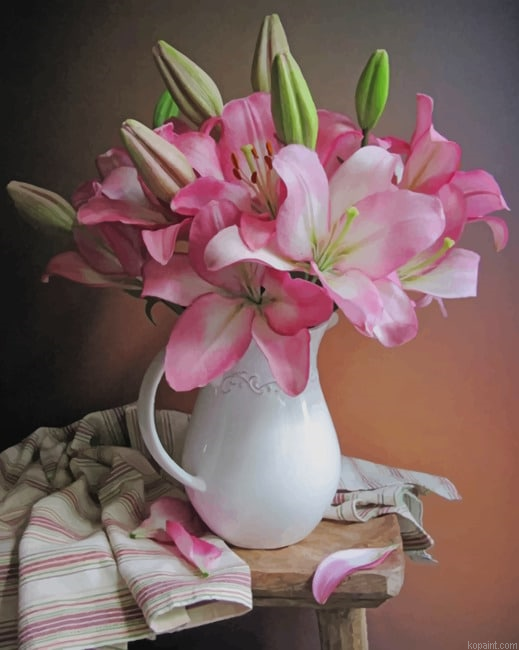 Pink Flowers Bouquet New Painting By Numberss.png
