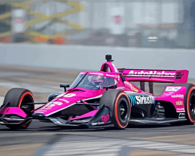 Pink Indy Race Car Paint By Numbers